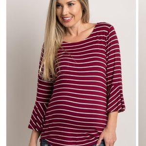 Pinkblush Tops - Pinkblush Burgundy Striped Bell Sleeve Top Pinkblush Tops - Pinkblush Burgundy Striped Bell Sleeve Top